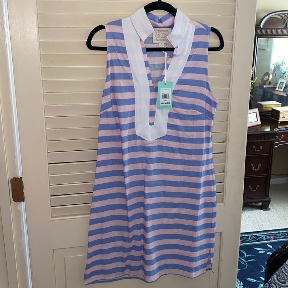 NWT Sail to Sable Horizontal Striped Dress Linen Blend - Small